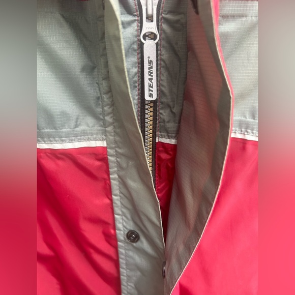 Stearns Dry Wear Zip & Snap Hooded Red & Gray XL Waterproof Nylon Windbreaker - Picture 8 of 8
